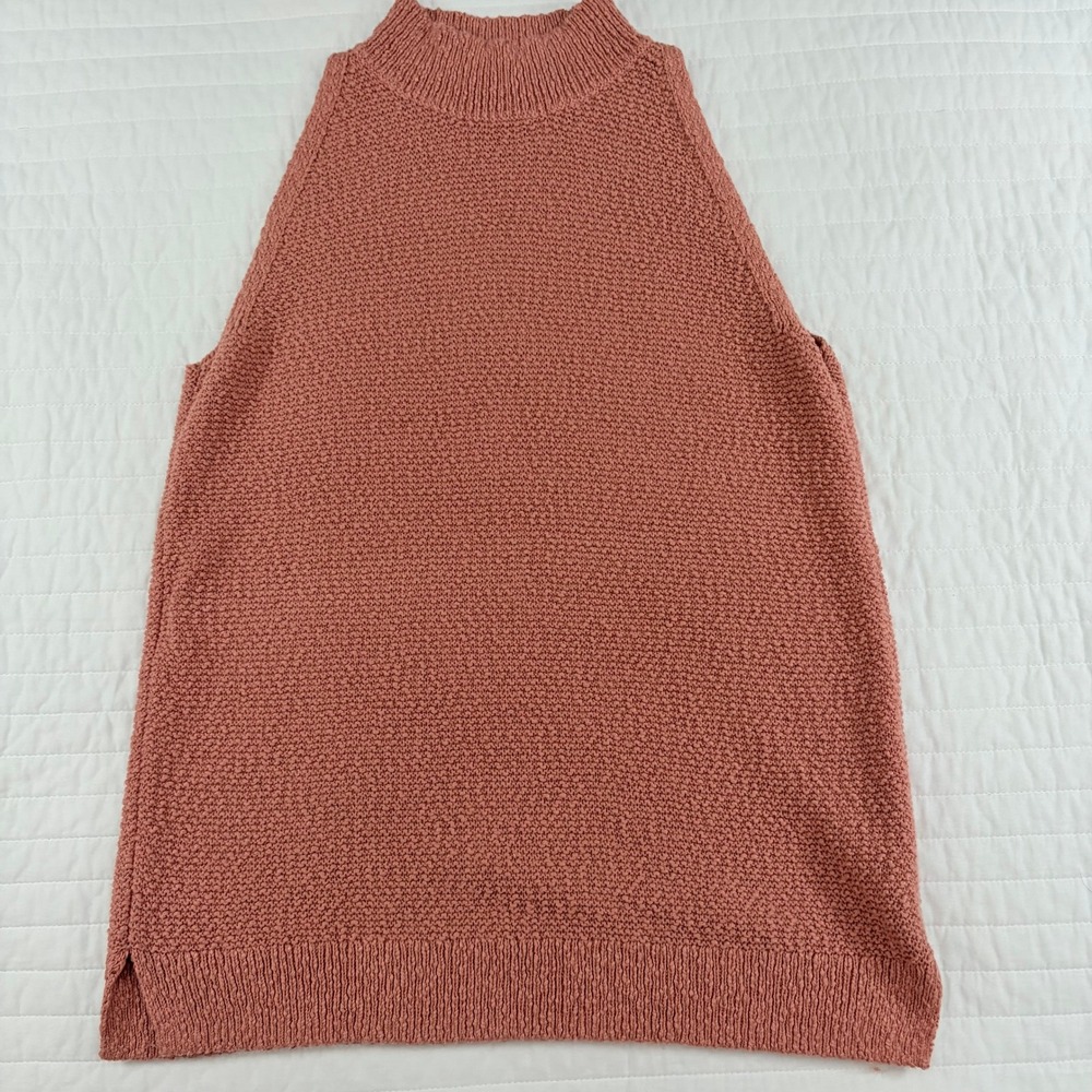 Gap Pink Mauve Textured Knit Mock Neck Sleeveless Sweater Women Size Small
